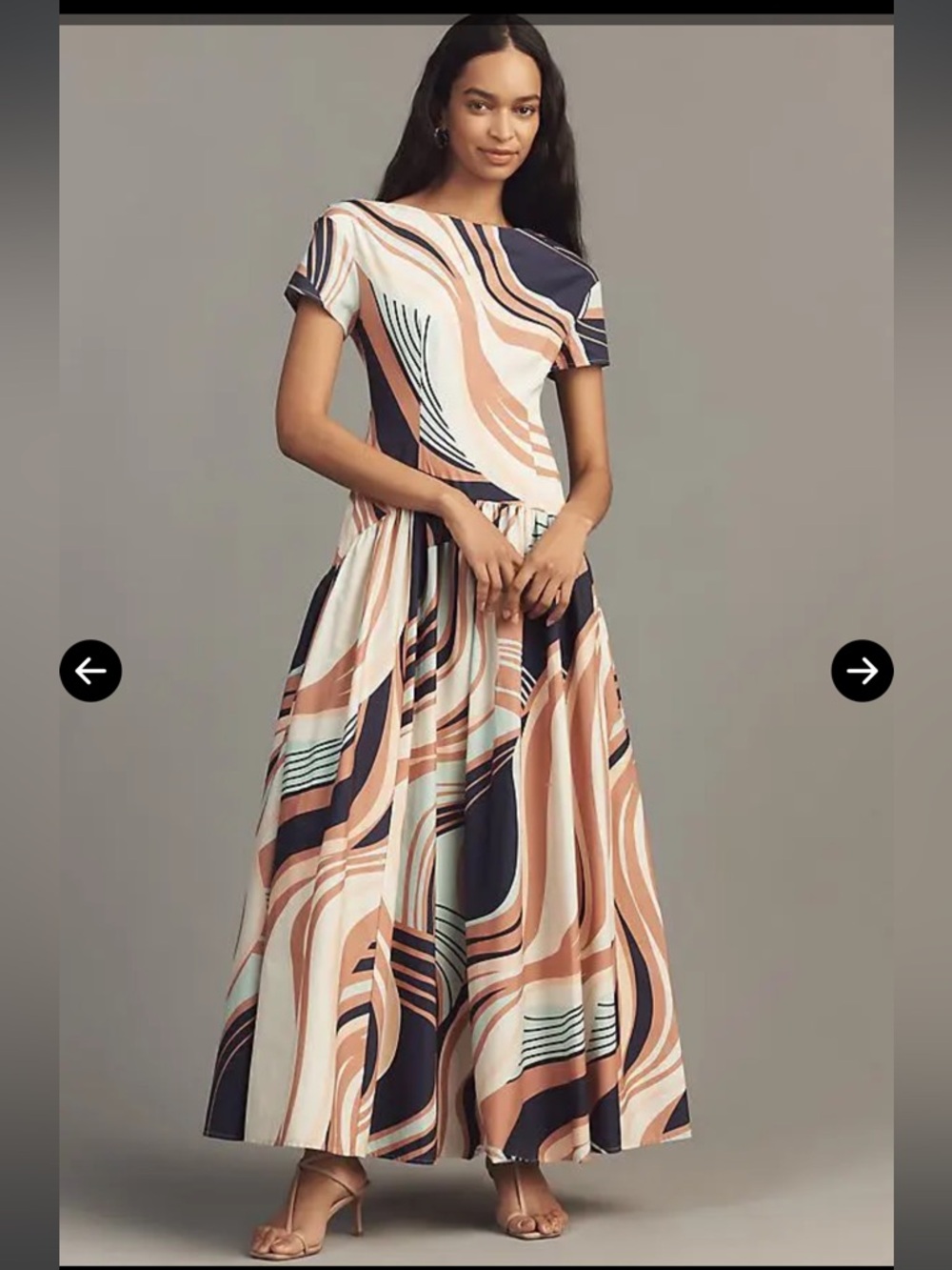 hutch atley abstract print short sleeve poplin drop waist maxi dress small NEW
